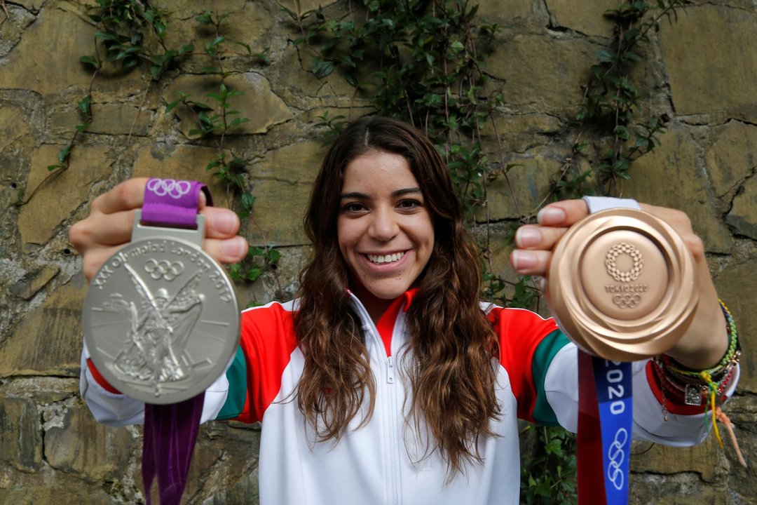 La clavadista mexicana Alejandra Orozco Loza, medalla de bronce en los Juegos Olímpicos de Tokyo 2020, posa para una fotografía. Imagen de archivo. EFE/Francisco Guasco