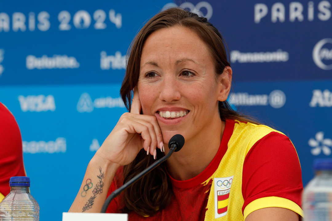 Jessica Vall, en la rueda de prensa de este jueves en París. EFE/ Chema Moya