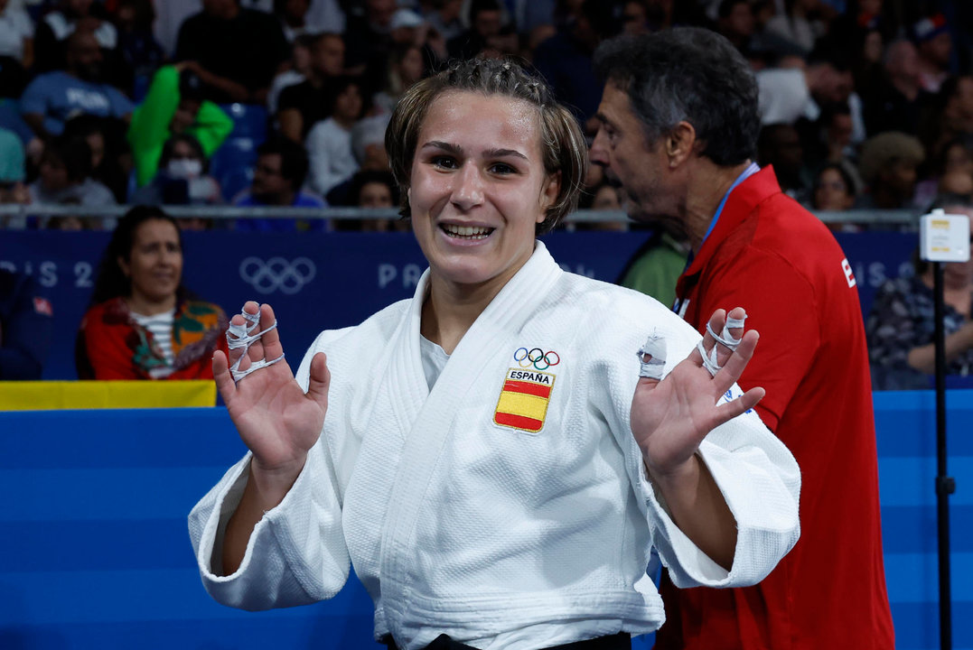 La judoca española Laura Martínez Abelenda durante su participación en la categoria de -48kg. EFE/ Chema Moya