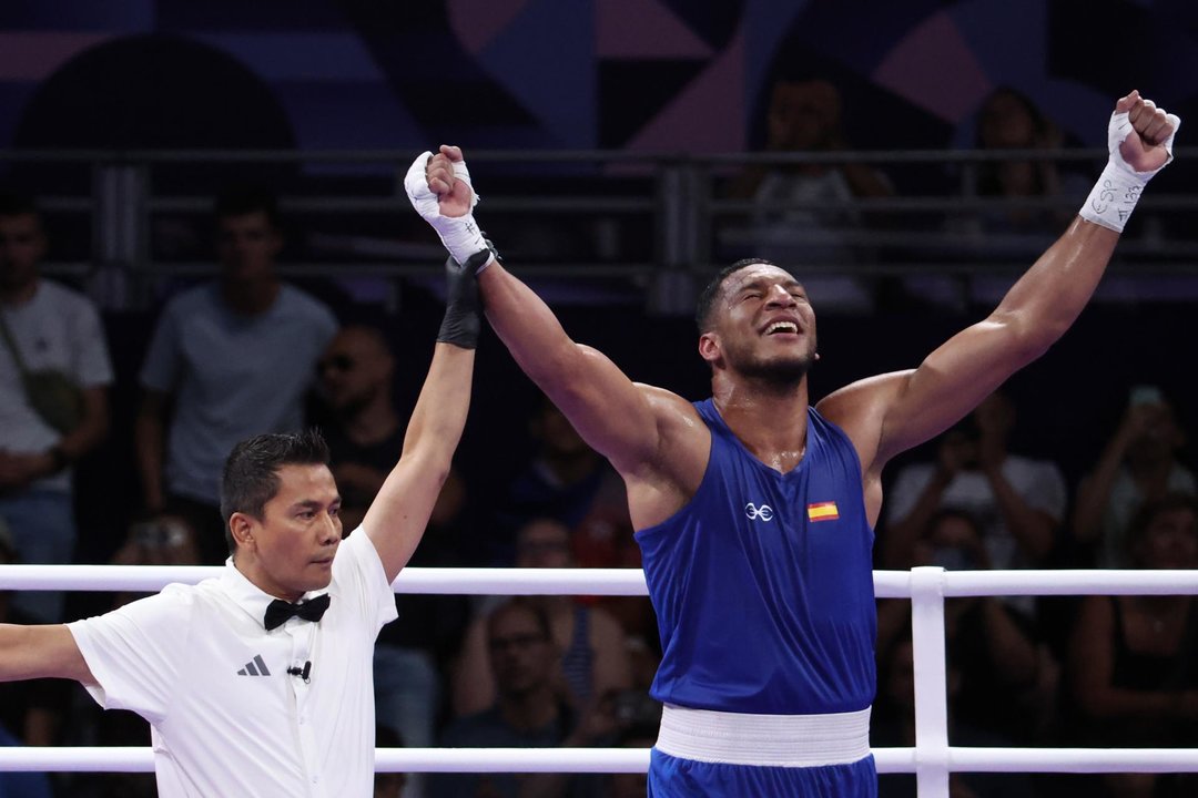 El español Emmanuel Reyes celebra su victoria sobre el belga Victor Schelstraete. EFE/EPA/YAHYA ARHAB