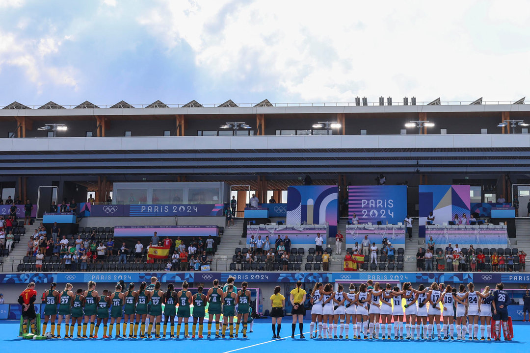 Partido del Grupo B de Hockey sobre Hierba de los Juegos Olímpicos de París 2024, entre España y Sudáfrica, en el estadio Yves-du-Manoir Stadium 2 en Colombes, Francia. EFE/ Sashenka Gutierrez