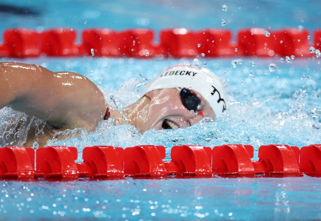 La estadounidense Katie Ledecky en su serie de 800 libre. EFE/EPA/RITCHIE B. TONGO