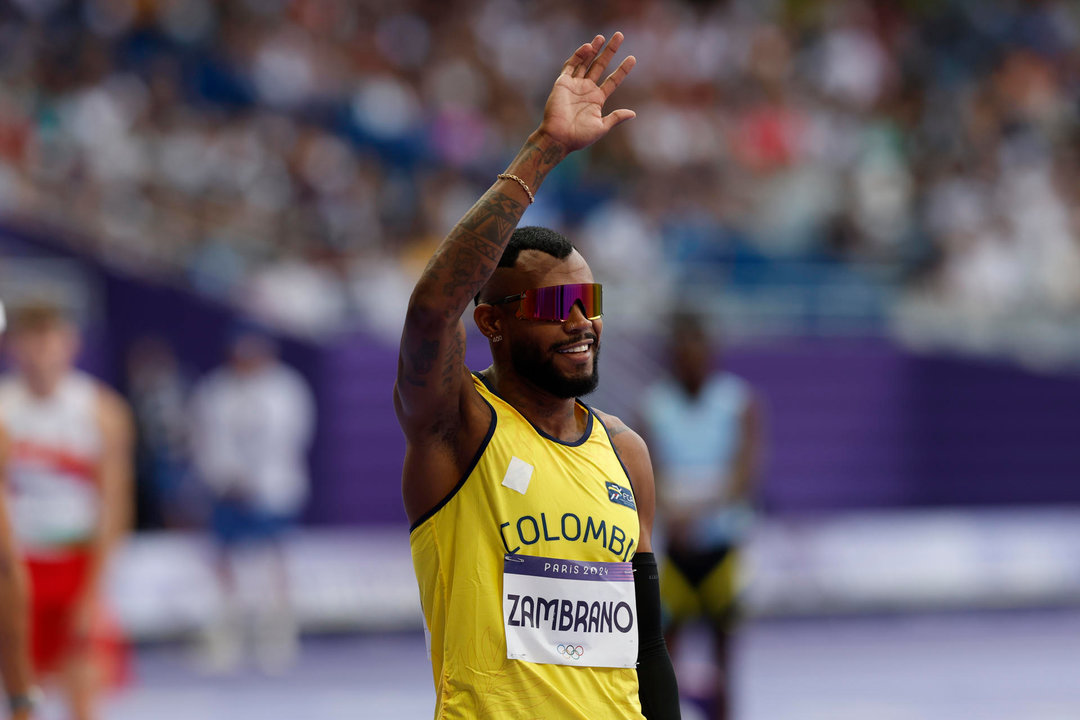 El colombiano Anthony Zambrano, subcampeón olímpico de los 400 metros en Tokio 2020. EFE/ Julio Munoz