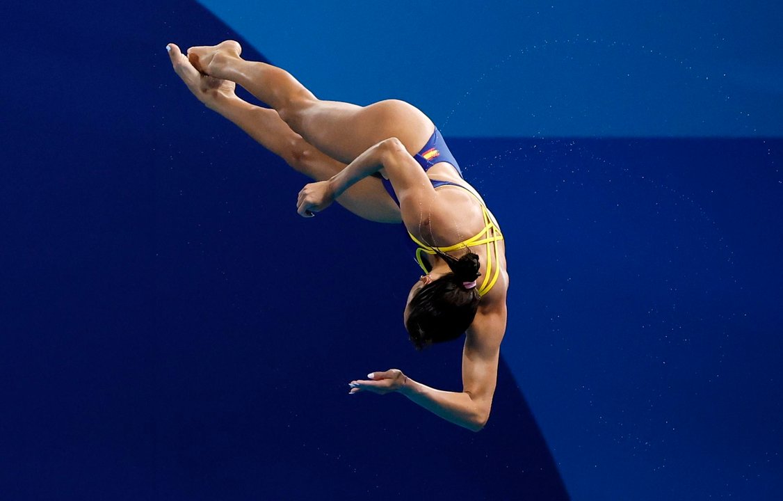 La saltadora española Valeria Antolino, octava en la final de trampolín de tres metros de los Juegos Olímpicos de París. EFE/EPA/TOLGA AKMEN