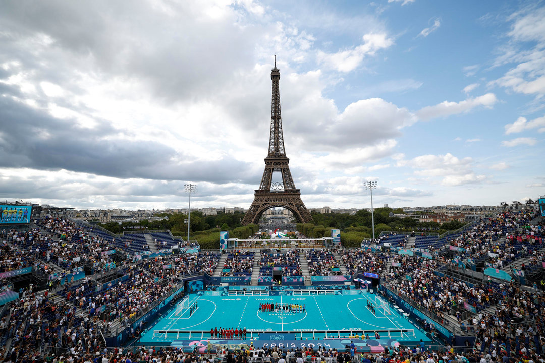 Un momento del encuentro de fútbol 5 adaptado entre las selecciones de Brasil y Turquía disputado este domingo en los Juegos Paralímpicos París 2024, este domingo en la capital francesa. EFE/ Javier Etxezarreta